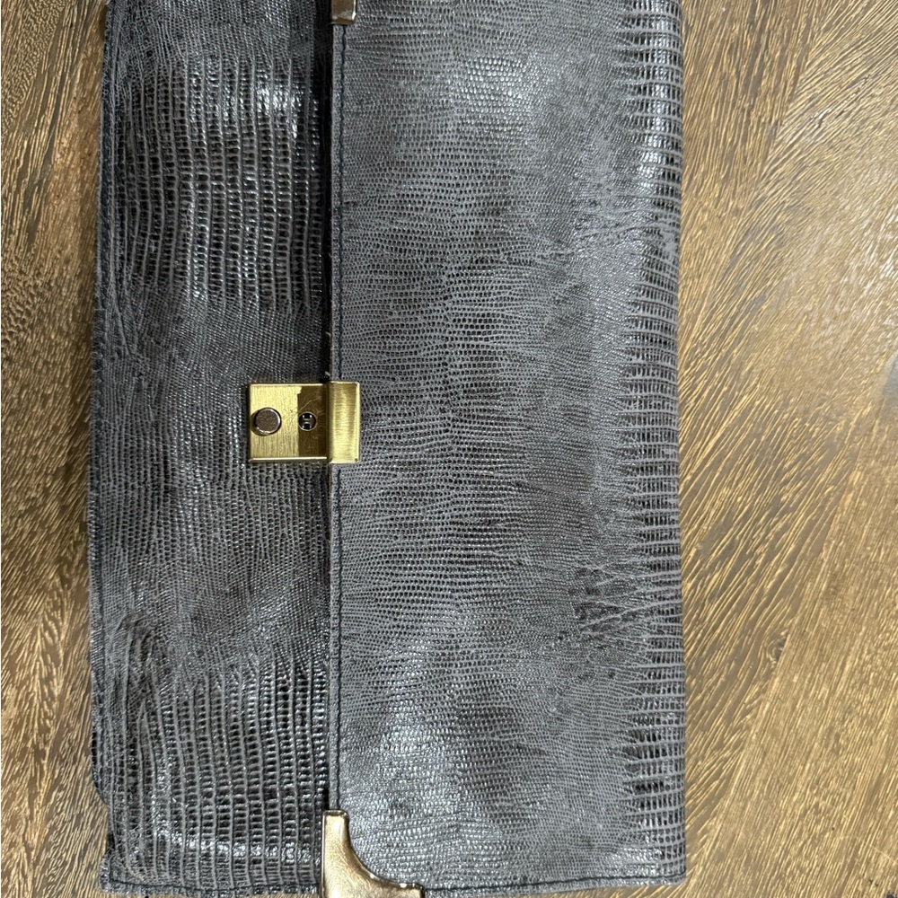 Elegant Grey Alligator Skin Clutch
